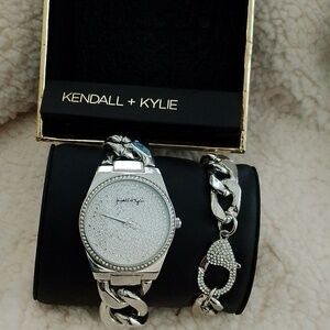 Kendall & Kylie Silver Chain Watch and Bracelet Set